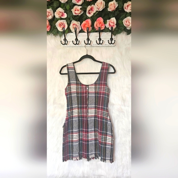 Zara Winter Knit Plaid Overall Mini Dress - Picture 3 of 6